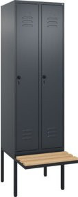 C+P Spind Classic PLUS Garderobenschrank mit Sitzbank, 2 Abteile, Anthrazit/Schwarz, B/T/H: 212 x 60 x 81,5 cm - Bild 1
