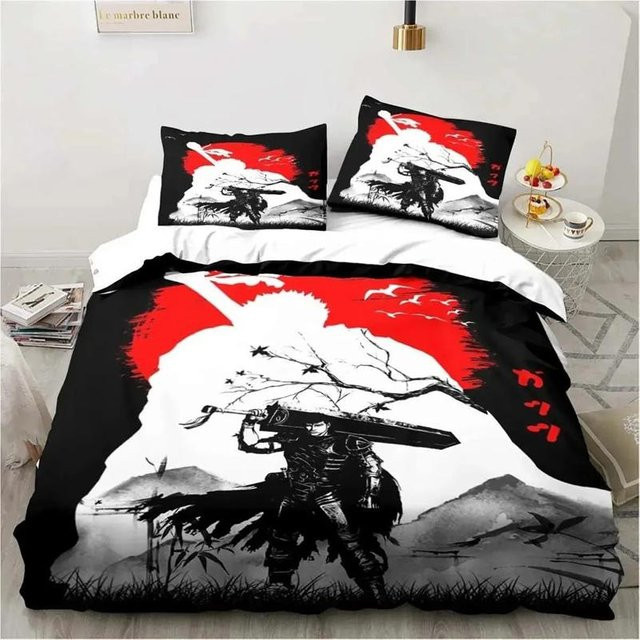 Lodestar Anime Berserk Kinder Bettwäsche Set aus Mikrofaser, Schwarz, B/H: 70 x 133 cm - Bild 1