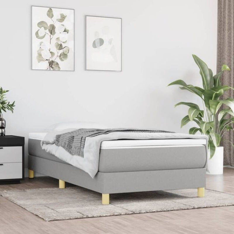Vidaxl Boxspringbett mit Matratze in Grau und Weiß aus Stoff, B/T/H: 90 x 200 cm - Bild 1