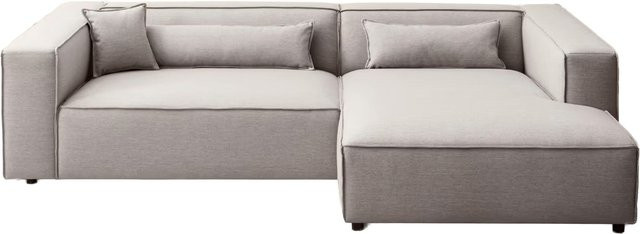 Ecksofa Piara in Silbergrau mit Webstoff, L-Form, B: 288 cm, T: 198 cm, H: 66 cm - Bild 1