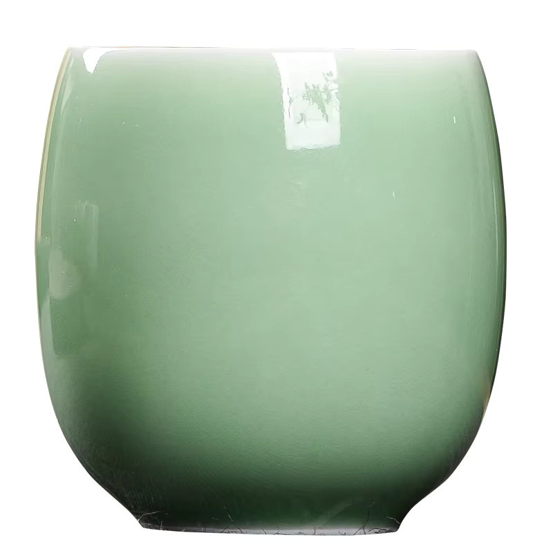 Handgefertigte Keramik-Teetasse mit Celadon-Glasur und Crackle Ice-Muster in Multicolor - Bild 4