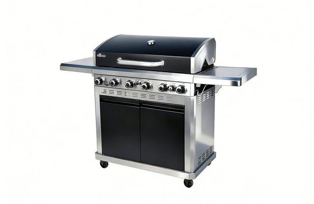 El Fuego Gasgrill Detroit mit 6+1 Brennern in Silber und Schwarz mit Seitenbrenner und Ablagen - Bild 1