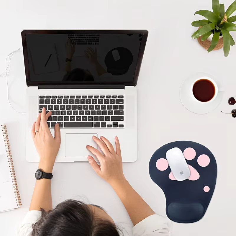 YYMSF Ergonomisches Katzenpfoten-Mauspad mit Handgelenkauflage in Schwarz für Gaming und Büro - Bild 1