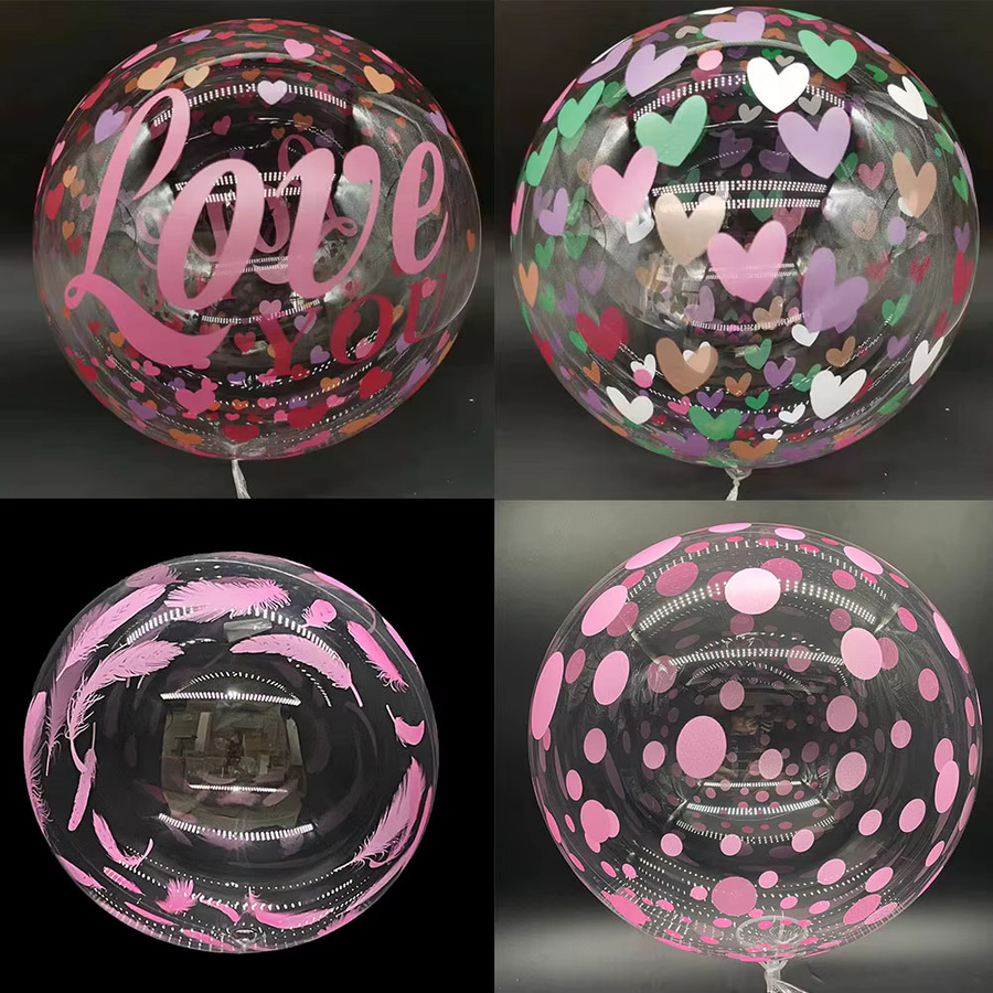 Transparent Bobo Ballon mit Herz-Aufdruck von PartiesTour für Hochzeit, Geburtstag und Valentinstag, Durchmesser: 50,8 cm - Bild 2