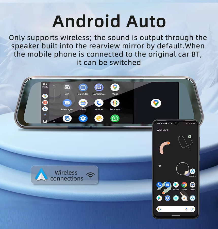 BQCC Tragbares Auto MP5 Display mit 9,36 Zoll, Wireless Carplay, Android Auto, Mirrorlink, Bluetooth, Fahrrekorder und FM-Radio in Schwarz - Bild 2