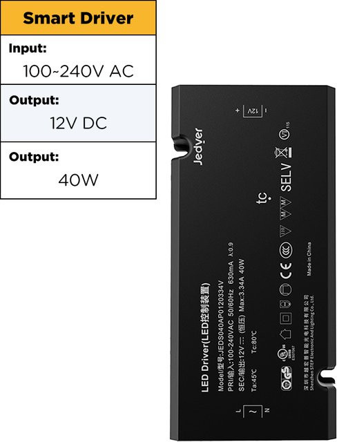 JEDVER Thin LED Driver 40W 12V DC IP20 Netzteil 100-240V AC - Bild 1