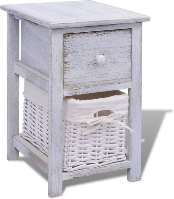 vidaXL Nachttisch aus Paulownia-Holz in Weiß im rustikalen Design - Bild 1