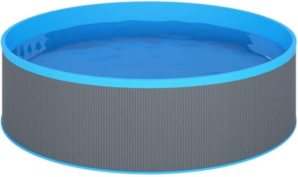 vidaXL Aufstellpool Planschbecken mit Einhängeskimmer und Pumpe, Grau, B: 350 cm, H: 90 cm