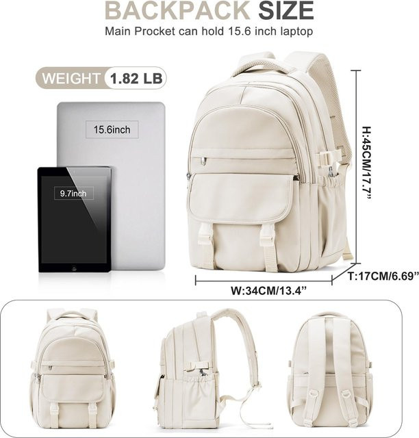Weft Unisex Freizeit-Schulrucksack für Schüler und Pendler mit Laptopfach in Beige - Bild 1