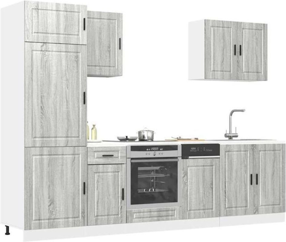 Vidaxl Küchenschrank-Set Kalmar Küchenzeile im Landhausstil aus Holzwerkstoff, Grau - Bild 1