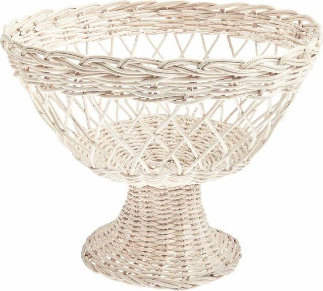 Rico Design Rattan Korb mit Fuß in Weiß mit Flechtstruktur - Bild 1