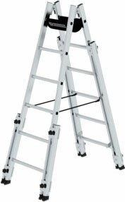 Günzburger Steigtechnik MUNK 33512 Aluminium Stufen-Doppelleiter mit 4 ausziehbaren Holmen in Silber, maximale Arbeitshöhe: 3,9 m - Bild 2