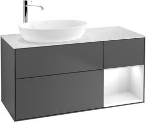 V&B Waschtischunterschrank Finion mit Wandbeleuchtung in Anthrazit lackiert, Breite: 120 cm, Tiefe: 50,1 cm, Höhe: 50,1 cm - Bild 1