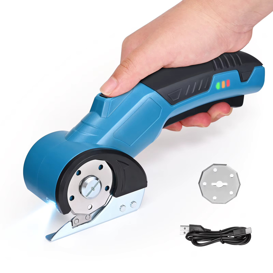 Kabellose elektrische Schere in Blau mit 2000mAh Akku und LED-Licht für Kartons, Leder, Teppich und Näharbeiten - Bild 2