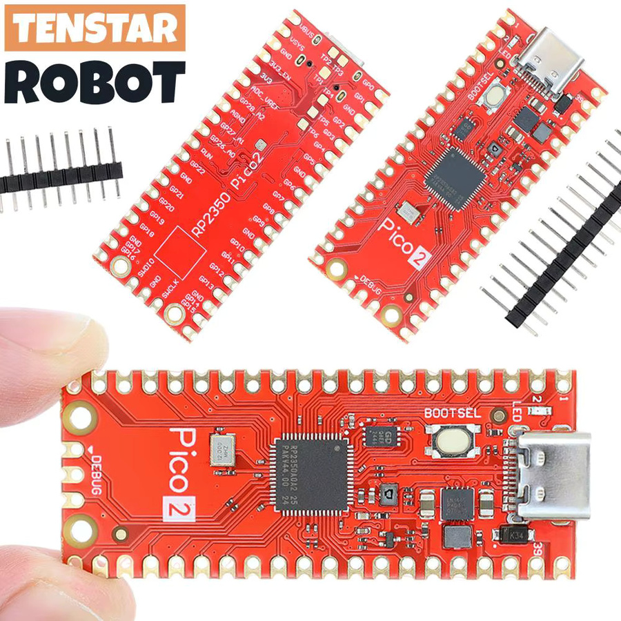 TENSTAR RP2350 Red Board PICO2 Entwicklungsboard mit RP2350A Chip und USB-C Anschluss kompatibel mit Raspberry Pi PICO2 in Rot - Bild 2
