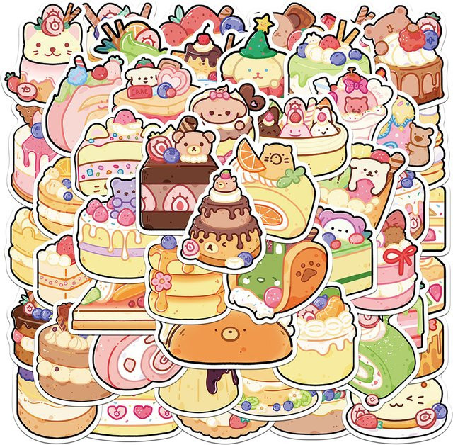 Kpustyle Ästhetische Cartoon Tier und Lebensmittel Aufkleber Multicolour für DIY Laptop Notizbuch und Scrapbooking - Bild 1