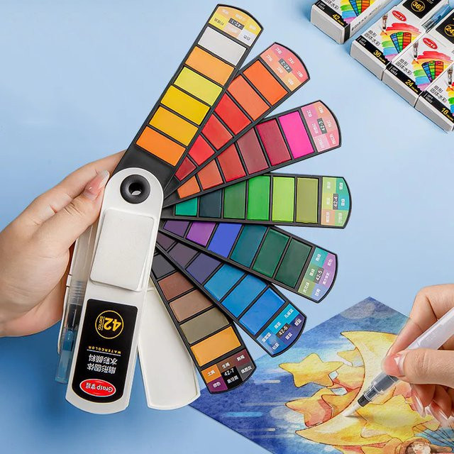 Tragbares Aquarell-Farbwerkzeug-Set mit 24 Farben in Multicolour für Studenten und Kunstschüler - Bild 1