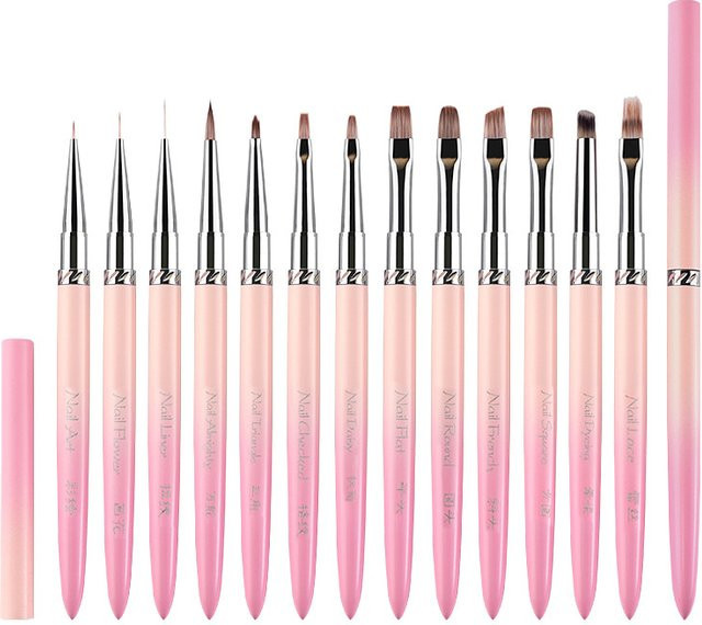 13Style Pinsel mit rosa Farbverlaufgriff für Nagelzeichnungen - Bild 1