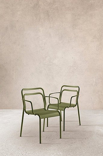 PANTHEON Armlehnenstuhl 2er-Pack in Grün aus Aluminium und Metall für Garten und Terrasse, modern und matt - Bild 1
