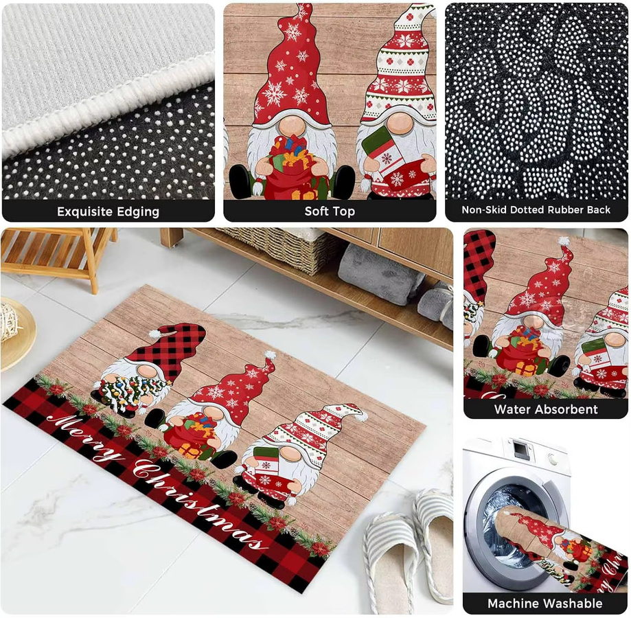 VIKAMA Weihnachtszwerg Fußmatte als rutschfester Druckteppich für den Eingangsbereich und zur Weihnachtsdekoration - Bild 3