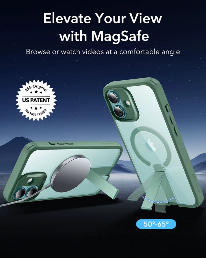ESR MagSafe Magnetische Schutzhülle mit Ständer für iPhone 15 Pro, iPhone 15 Pro Max und iPhone 16 Pro Max in Grün, stoßfeste Hülle in Militärqualität - Bild 2