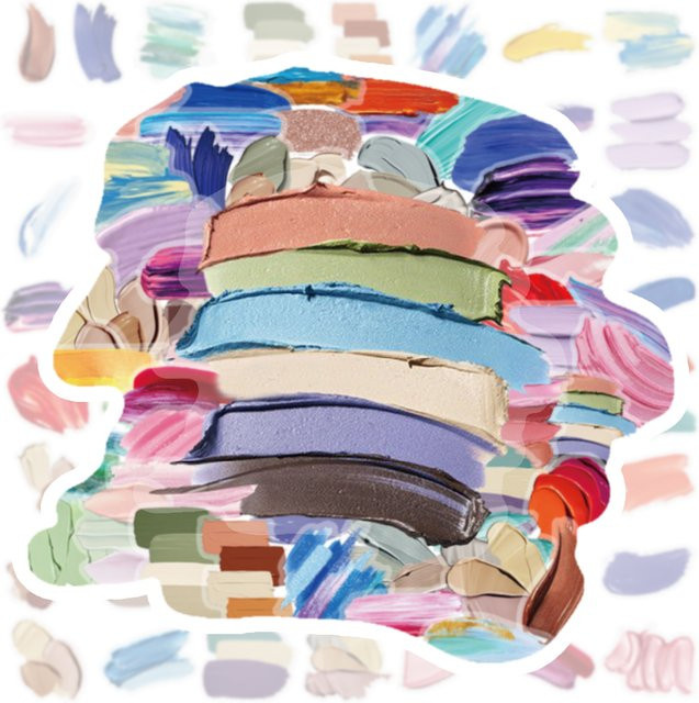 50 Stück Kreative Aquarell Palette und Pinsel PET Aufkleber in Multicolour zur Dekoration von Laptop, Telefonhülle und Zubehör - Bild 1