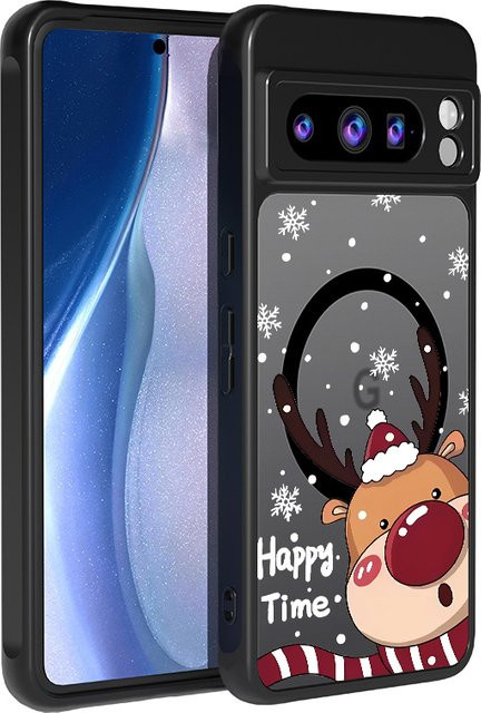 Magnetische Stoßfeste Handyhülle mit Weihnachts-Hirsch Design für Google Pixel 9 8 7 Pro XL, TPU PC Schutzhülle, Multicolor - Bild 1