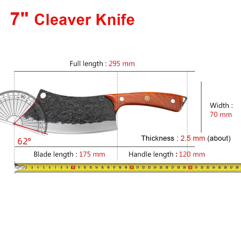 GuanQi Küchenmesser mit Holzgriff und Schutzhülle als Cleaver zum Schneiden von Fleisch, Fisch und Obst - Bild 5