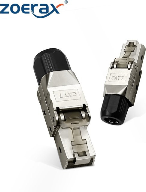 ZoeRax RJ45 Ethernet-Anschluss Cat8 CAT7 CAT6A, werkzeugloser vergoldeter Stecker, abgeschirmter LAN-Anschluss in Silber, kompatibel mit POE STP - Bild 1