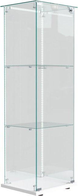 PXloue Vitrinenschrank mit LED-Beleuchtung und Glastüren in Weiß, B/T/H: 123 x 35 x 40 cm - Bild 1