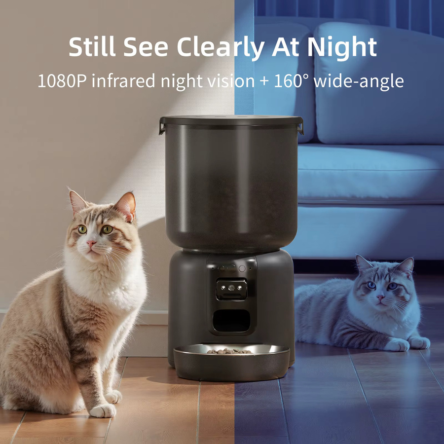 Weomg Automatischer Haustierfütterer mit WLAN-Kamera und Zeitsteuerung, 4l, Schwarz - Bild 5