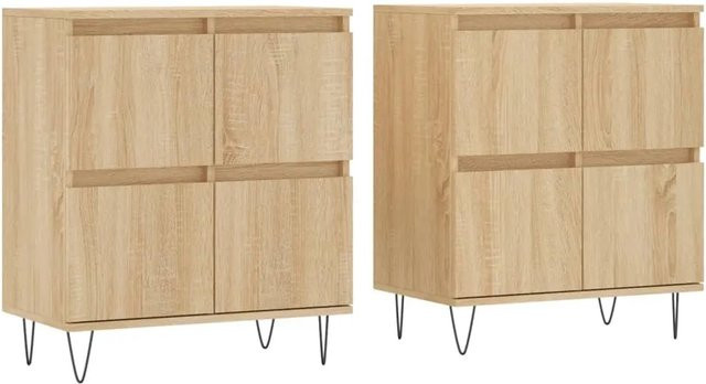 Set aus 2 Sideboards von vidaXL in Sonoma Eiche, klassisches Design aus Holzwerkstoff und Metall, B/T/H: 120 x 35 x 70 cm - Bild 1