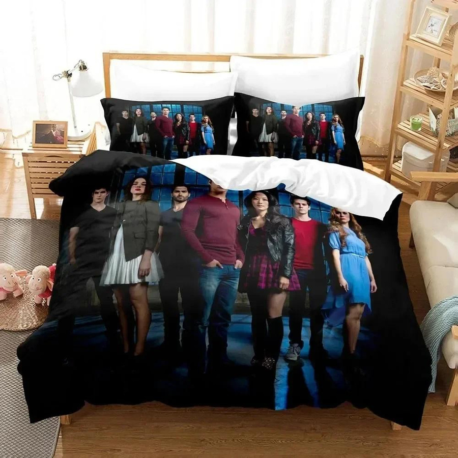 Teen Wolf Bettwäscheset mit 3D-Druck, bestehend aus Bettbezug und Kissenbezügen, mehrfarbig, Material: Mikrofaser/Polyester, B/H: 70 x 133 cm - Bild 1