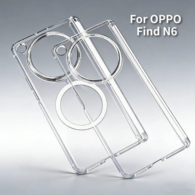 Transparente magnetische Schutzhülle mit Scharnier und Kameralinsenschutz für OPPO Find N6 N5 kompatibel mit MagSafe - Bild 1