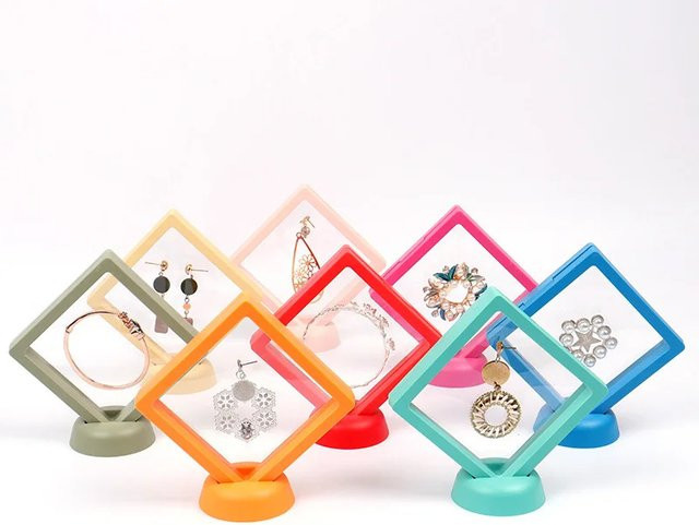 TREACHI Schmuckbox aus Kunststoff mit elastischer Suspension, transparent, 5er-Set - Bild 1
