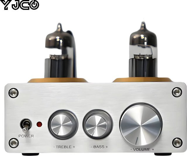 YJCO 6J5 Vakuumröhren-Vorverstärker QCC3034 mit Bluetooth 5.1 AptX HD 24Bit 48KHz HiFi Stereo RCA Klangregelung in Schwarz oder Silber - Bild 1