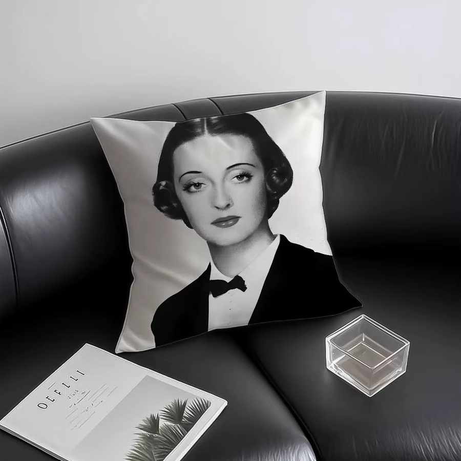 B-Bette D-Davis Schauspielerin Kissenbezug in Weiß, allergikerfreundlicher Kurzplüsch-Kissenbezug mit unsichtbarem Reißverschluss, B/B/B: 30 x 30 x 30 cm - Bild 4