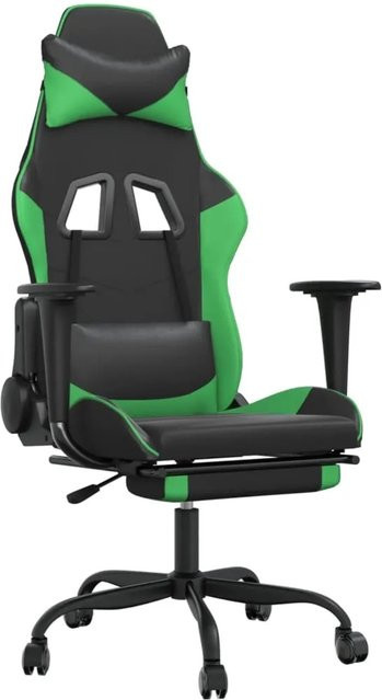 vidaXL Gaming-Stuhl Modell 3 in Schwarz und Grün aus Kunstleder mit Massagefunktion, Fußstütze und Kopfstütze - Bild 1