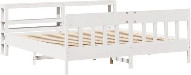vidaXL Massivholzbett aus Kiefernholz in Weiß, rustikales Bett ohne Matratze, B/T/H: 200 x 206 x 82 cm - Bild 1