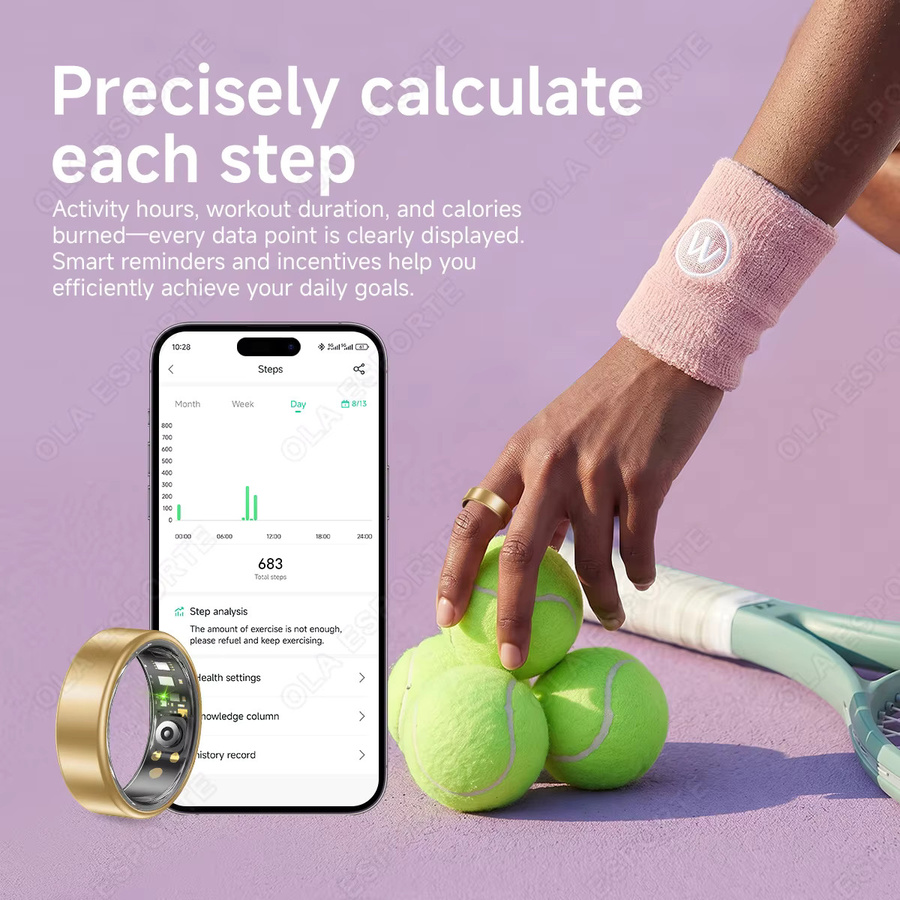 Ola Esporte Smart Ring für Damen und Herren in Mehrfarbig mit Herzfrequenzmessung, Blutsauerstoffmessung und Schlafüberwachung, wasserdicht und multifunktional - Bild 2