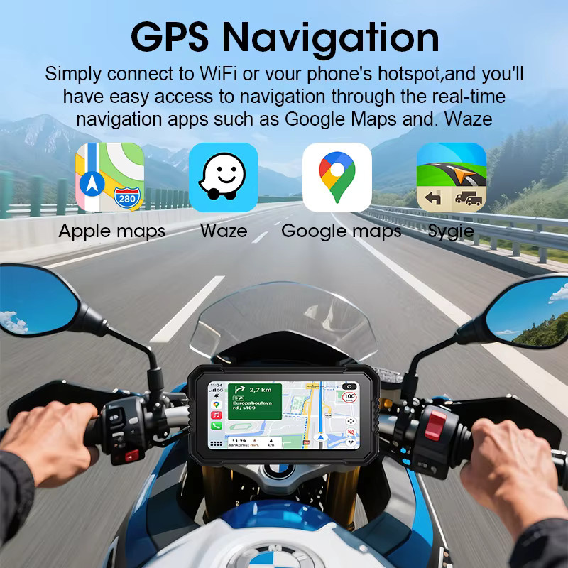 Jansite 6,25 Zoll Motorrad CarPlay und Android Auto Digitales Dashboard für BMW R1200GS R1250GS R1300GS in Schwarz mit Bluetooth - Bild 5