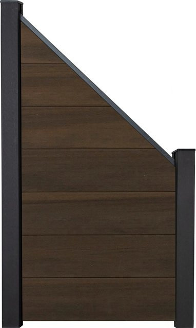 GroJa Steckzaun Schräg Solid-Grande aus BPC-Material in Walnuss, B/H: 90 x 180 cm - Bild 1