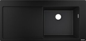 Hansgrohe Einbauspüle aus Granit-Verbundwerkstoff in Schwarz mit 1 Becken rechts und Abtropffläche links, B/T: 103,0 x 49,0 cm - Bild 1