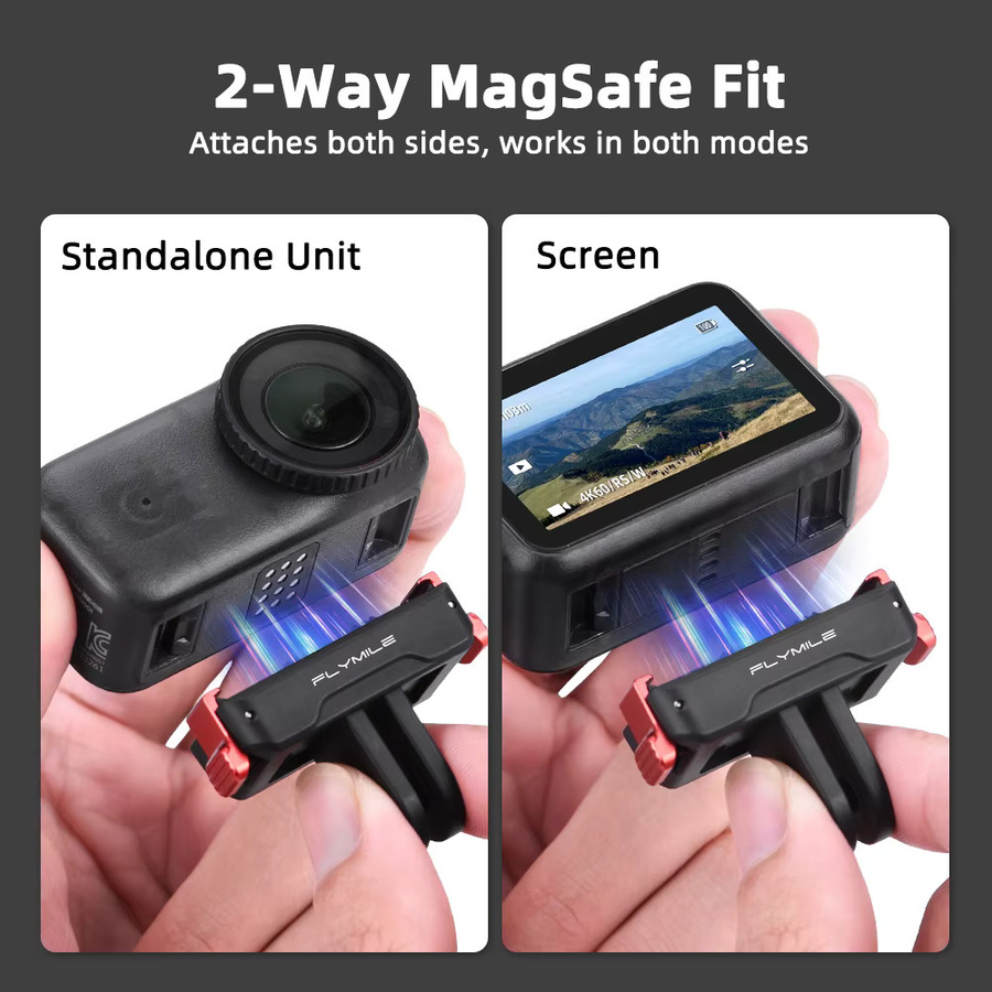 Flymile Schnellwechselbasis-Magnetadapter für DJI OSMO Action 6 in Schwarz als Zubehör Verlängerungshalterungsplatte - Bild 4