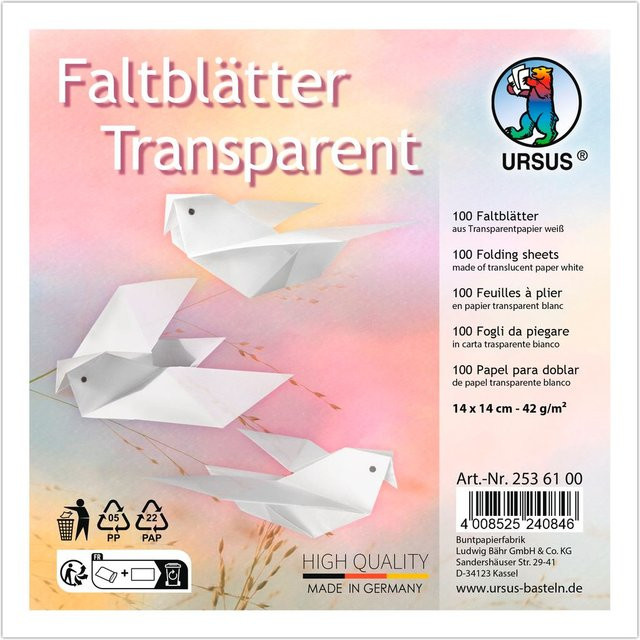 URSUS Transparentpapier-Faltblätter in Weiß - Bild 1