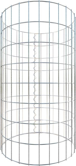 Gabiona Gabionensäule rund, silberfarben, Stahl, Höhe: 80 cm, Durchmesser: 47 cm - Bild 1
