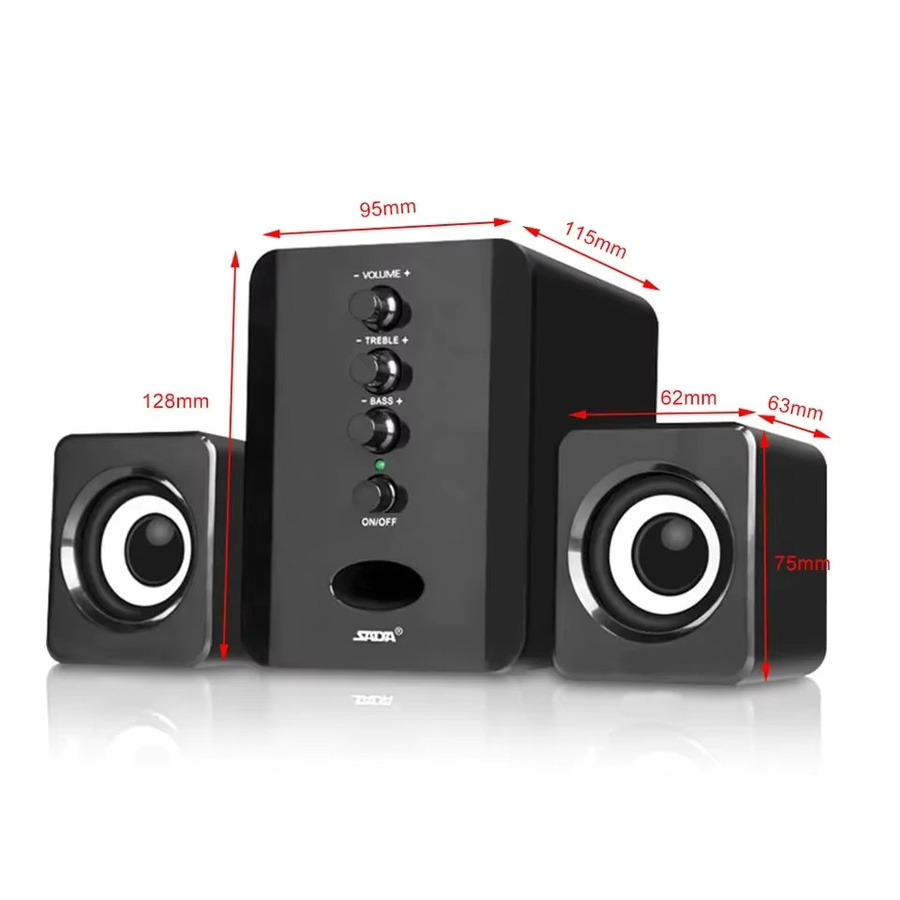 Ninth World 2.0 Stereo PC Lautsprecher mit 3D Sound und Bass, USB-Anschluss, Schwarz oder Weiß - Bild 2