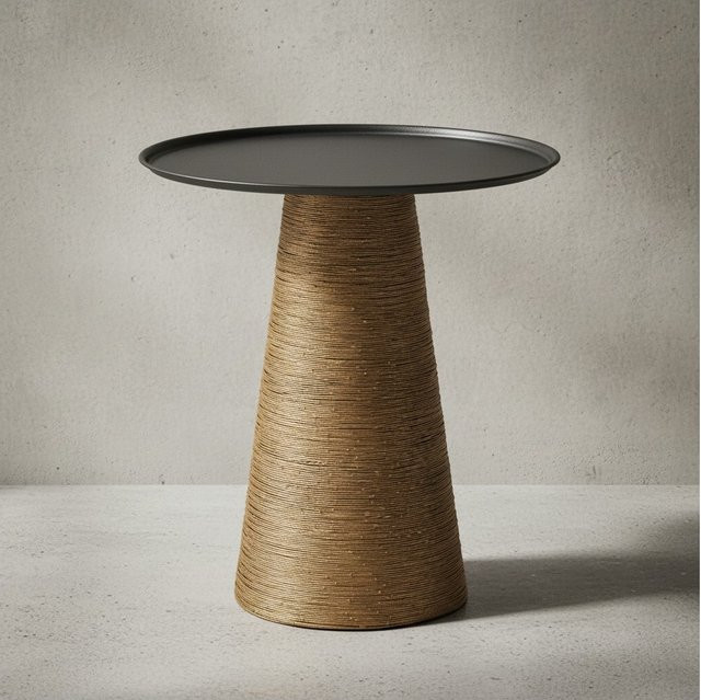 KADIMA DESIGN Beistelltisch aus pulverbeschichtetem Eisen in Schwarz-Gold Muster, B/T/H: 40 x 40 x 45 cm - Bild 1