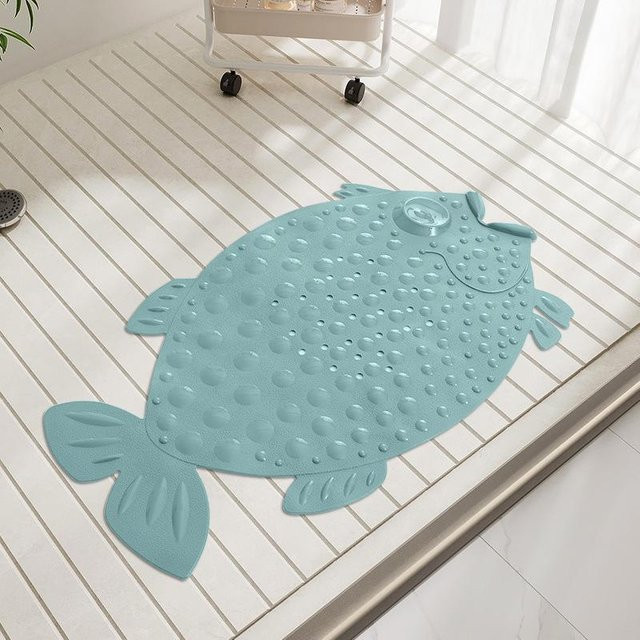 Anti-Rutsch-Badematte für Badezimmer und Dusche in Türkis mit Tier-Motiv, B/T: 64 x 35 cm - Bild 1
