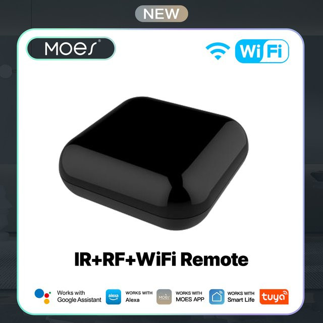 MOES Tuya WiFi IR RF Universelle Fernbedienung für Klimaanlage und TV in Schwarz, kompatibel mit Alexa und Google Home - Bild 1